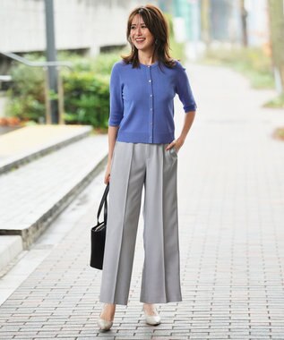 ANY SIS S スマートビューティストレッチベルト ワイドパンツ グレー