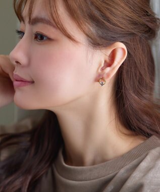 Tiaclasse 【金属アレルギー対応】ラウンドプットストーンピアス ゴールド