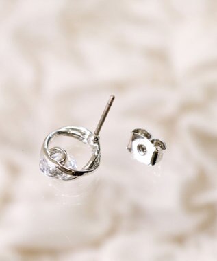 Tiaclasse 【金属アレルギー対応】ラウンドプットストーンピアス シルバー