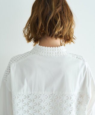 YECCA VECCA レースMIXレイヤードデザインシャツ White