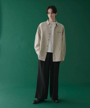 WEGO フェイクスウェードワンポイントBIGシャツ（LS） ライトベージュ