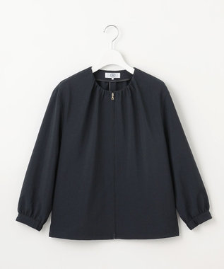 J.PRESS LADIES S 【洗える・接触冷感・防シワ・吸水速乾】BREEZE COOL  ノーカラー ブルゾン ネイビー系