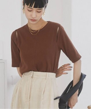 WEGO 【ANGIE VINTAGE】カットアウトリブトップス ブラウン