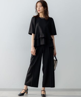 組曲 【WEB限定】ジョーゼットジャージーワイド パンツ ブラック系