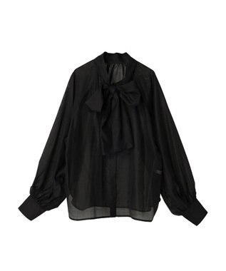 Green Parks AnriettMusee シアーボウタイブラウス Black