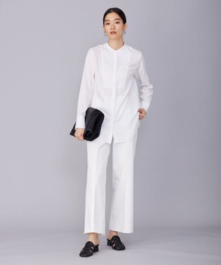 ICB L 【洗える】 リヨセルローン ブザムシャツ オフホワイト系