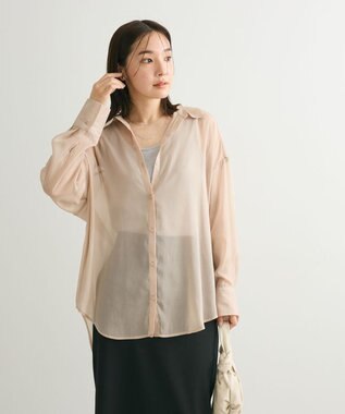 Green Parks シアーシャイニーシャツ Beige