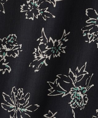 J.PRESS LADIES L 【WEB限定・洗える】ラインフラワープリント タック スカート ネイビー系