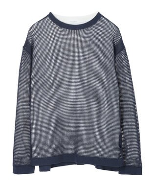 Green Parks ＳＥＴ２点ロンＴ＋メッシュニットプルオーバー Blue