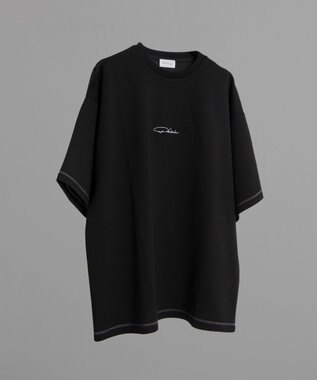 WEGO 【機能T/ユニセックス着用ITEM】カラーステッチワンポイントT（SS） ブラック