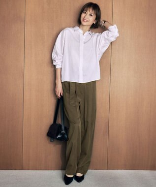 自由区 L 【SHIHOさん着用】SOMELOSドルマンスリーブ ブラウス モーヴストライプ