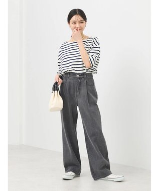 earth music&ecology ショートスリーブボーダーＴＥＥ Black