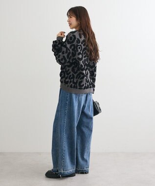 Green Parks ・ｆｕｒｒｙ　ｒａｔｅ　レオパードジャカードニット Charcoal Gray