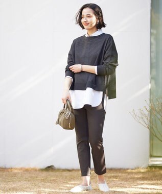 UNFILO 【洗える】リネンリンクスメッシュ　プルオーバー チャコール