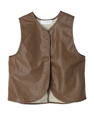 Green Parks フェイクレザーベスト Brown