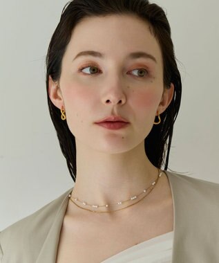 Phoebe 〈金属アレルギー対応〉レイヤードステーションパールネックレス　ゴールド　ステンレス ゴールド