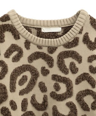 Green Parks ・ｆｕｒｒｙ　ｒａｔｅ　レオパードジャカードニット Beige