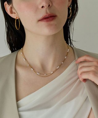 Phoebe 〈金属アレルギー対応〉レイヤードステーションパールネックレス　ゴールド　ステンレス ゴールド