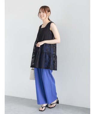 Te chichi 前後2WAYレースレイヤードチュニックベスト ブラック