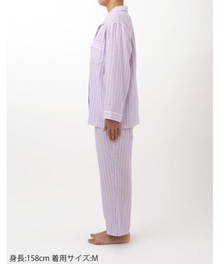 ワコール／睡眠科学 パジャマ 長袖 長ズボン 綿100%(本体) 二重ガーゼ 通気性 上下セット 前開き YDX570 睡眠科学／ワコール パープル