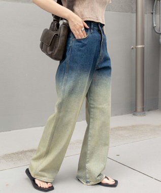 WEGO 【新色追加/美脚/XS～Lサイズ展開】ストレートデニムパンツ 柄1