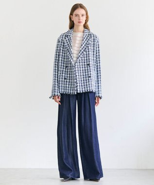 BEIGE， HAUYNITE / ボーダーシアー ボートネックブラウス Ecru