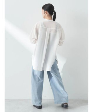 earth music&ecology シアーバンドカラーシャツ Off White
