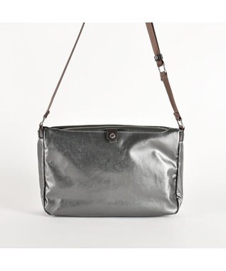 LA BAGAGERIE コーティングキャンバス ショルダーバッグ ガンメタリック