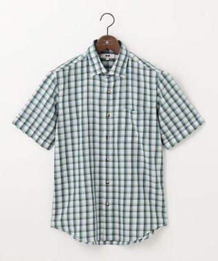 JOSEPH ABBOUD 【サスティナブル】リヨセルリネンチェック 半袖シャツ グリーン系3