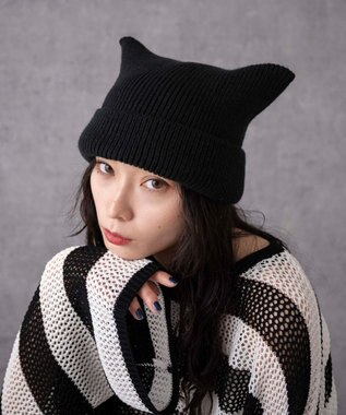 WEGO ネコミミニットキャップ ブラック