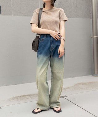 WEGO 【新色追加/美脚/XS～Lサイズ展開】ストレートデニムパンツ 柄1