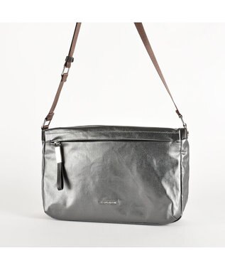 LA BAGAGERIE コーティングキャンバス ショルダーバッグ ガンメタリック