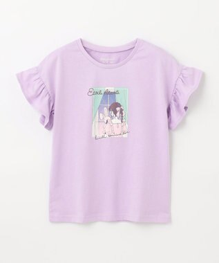 ANY KIDS 袖フリル エモプリント Ｔシャツ ラベンダー