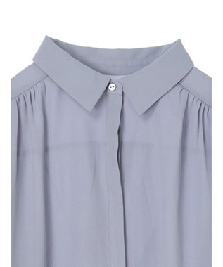 Green Parks 袖プリーツ衿付きブラウス Sax