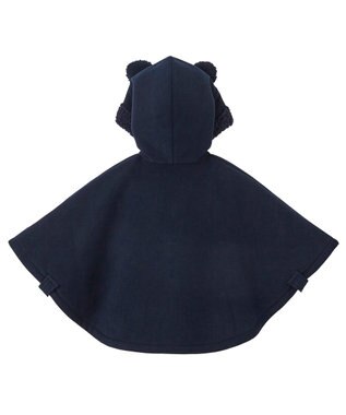 MIKI HOUSE HOT BISCUITS 【70-90cm】 お耳付きボアフリース ダッフルマント 紺