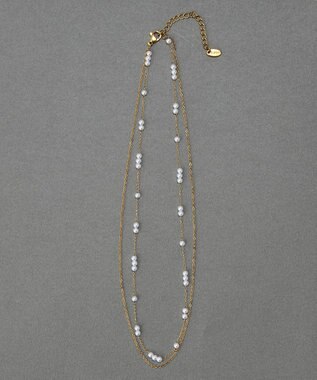 Phoebe 〈金属アレルギー対応〉レイヤードステーションパールネックレス　ゴールド　ステンレス ゴールド
