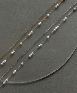 Phoebe 〈金属アレルギー対応〉レイヤードステーションパールネックレス　ゴールド　ステンレス ゴールド