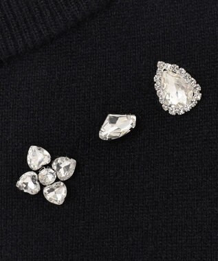 GRACE CONTINENTAL マルチビジューニットトップ ブラック