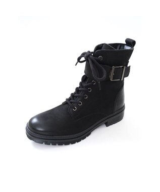 Pointer 本革 足首ベルトレースアップブーツ ブラック