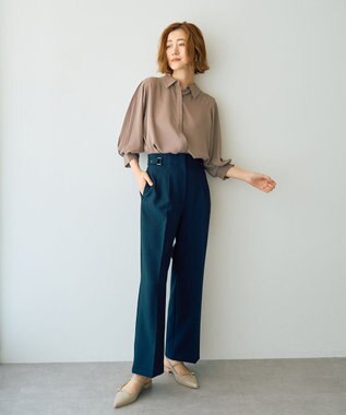 YECCA VECCA ラインプリーツスリーブシャツ Mocha