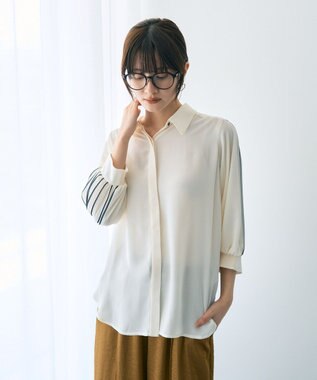 YECCA VECCA ラインプリーツスリーブシャツ Off White