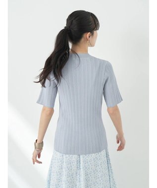 earth music&ecology ショルダーボタンリブニットプルオーバー Blue