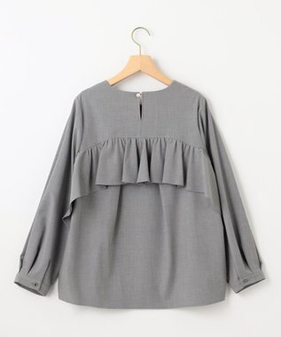 組曲 L 【KUMIKYOKU NAVY】ウーステッドライククロス フリルブラウス ミディアムグレー系