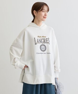 Green Parks 裏毛エンブレムパーカーチュニック Off White