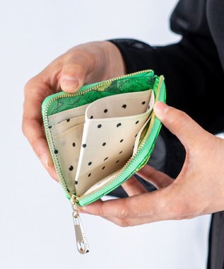 tsumori chisato CARRY 葉っぱ Lファスナー2つ折り財布 グリーン