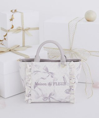 Maison de FLEUR ツイードリボンプリント2WayバッグS