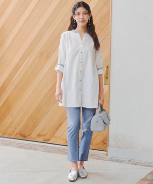 Tiaclasse L 【洗える・ストレッチ】デニムパンツ サックス