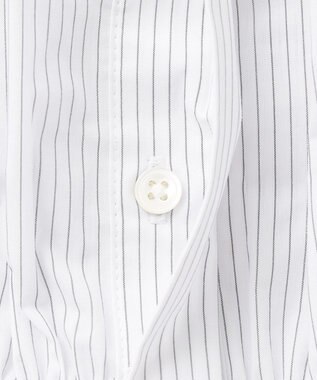 J.PRESS LADIES 【洗える】APESCO ストライプ バンドカラー ブラウス ライトグレー系1