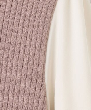 ANY SIS 【洗える】異素材コンビフレアニット ワンピース ローズグレー