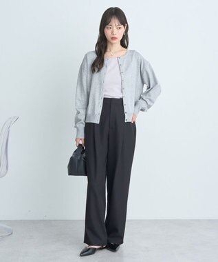 earth music&ecology ＵＶカット加工クルーネックニットカーディガン Gray Mixture